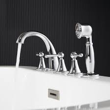 Bath connection is located in westfield city of new jersey state. á… Woodbridge Widespread Deck Mouted 5 Piece Roman Tub Filler With Hand Shower And Metal Lever Handle Brushed Nickel Finish F 0022 Bn Woodbridge