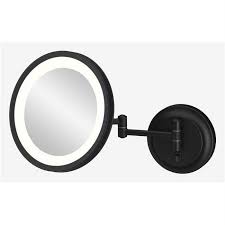 led round arm wall mirror matte black