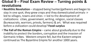 neolithic revolution turning point essay global final exam global 9 final exam review turning points revolutions