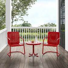 red retro metal patio chair bistro set