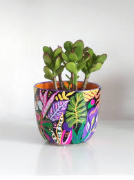 Ceramic Flower Pot Purple Jungle