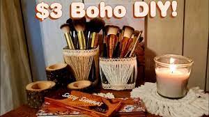 easy boho makeup brush holder diy