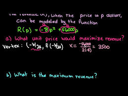 find maximum revenue of a quadratic