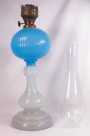 Antique Onion Kerosene Oil Lamp Blue