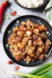 salt and pepper pork belly food and