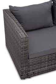 aaliyah 3 piece rattan sofa set grey