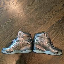 Ash Silver Gunmetal Wedge Sneakers