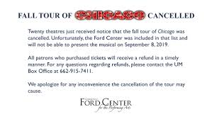 Chicago National Tour Cancelled