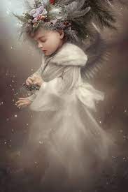 cute beautiful angel baby with winter