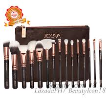 zoeva 15 pcs professional makeup brush set with cosmetics pouch rose gold lazada ph