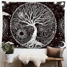 Tree Of Life Tapestry Black And White