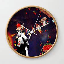 surreal digital collage wall clock by