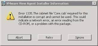 vmware error 1335 tech faq
