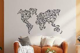 Geometric World Map Wall Decor Origami