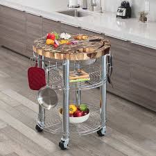 Bayside furnishings kitchen island console the bayside furnishings kitchen island console features a base constructed of poplar solid wood with birch veneers and a galvanized metal top. Seville Classics Round Kitchen Cart Walmart Canada