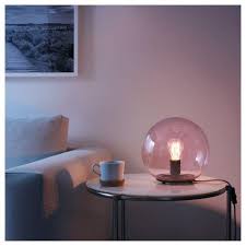 Ikea Pink Globe Lamp With Light Bulb