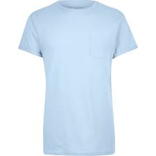 Light Blue Plain Chest Pocket T Shirt