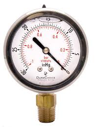 Buy 2 Oil Filled Vacuum Pressure Gauge - SS/Br 1/4 NPT Lower Mount,  30HG/0PSI Online in Turkey. B006VCGSP2