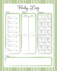 Printable Daily Log For Baby Green Stripes By