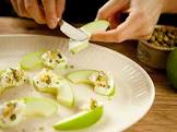 apple slices with goat cheese and pistachios
