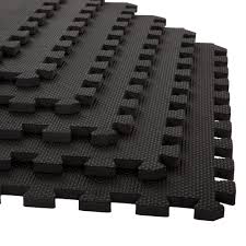 stalwart interlocking eva foam mat floor tiles black 6 count