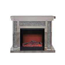 Crushed Glass Fireplace Silver New