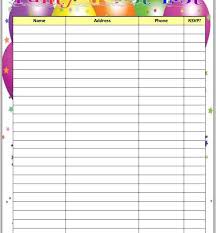 Free Printable Birthday Party Guest List Planner