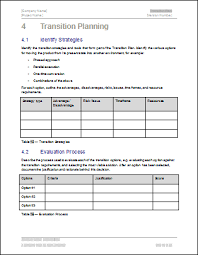 transition plan template technical