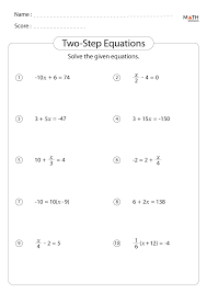 Two Step Equations Worksheets Math Monks