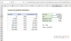 income tax bracket calculation excel