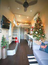 tiny houses decorated for the holidays