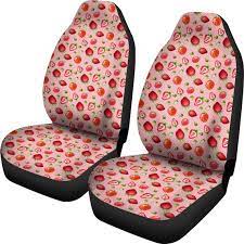 Strawberries Pink Car Seat Covers Set