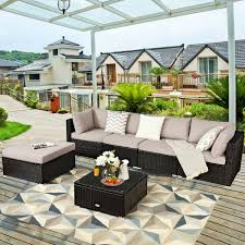 Outdoor Patio Rattan Sectional Sofa Set