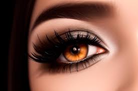 closeup on a woman s amber eye with makeup
