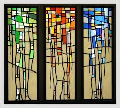 Contemporary Stained Glass Tryptych