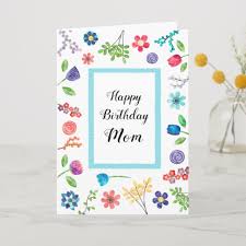 Fun Floral Happy Birthday Mom Or Any Name Greeting Card