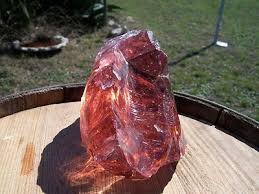 Slag Glass Rock Chunk Clear Hot Pink