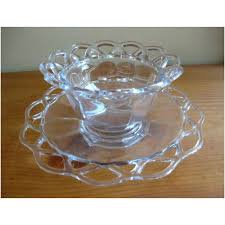 2 Piece Clear Glass Serving Bowl With