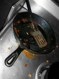 to clean burnt grease from frying pans