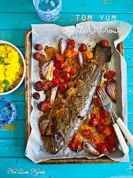 whole baked rainbow trout tom yum recipe