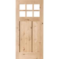 Krosswood Doors 36 In X 80 In Craftsman 2 Panel 6 Lite Clear Low E Knotty Alder Unfinished Wood Front Door Slab
