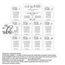 Table Seating Chart Guest Name List By Yourweddingtemplates