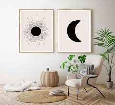 Sun And Moon Print Set Of 2 Wall Art