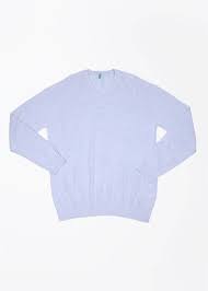 United Colors Of Benetton Solid V Neck Casual Men Blue Sweater