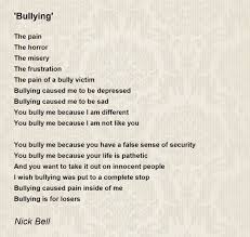 bullying bullying poem by nick bell