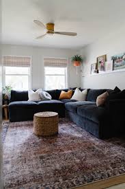 Small Cozy Living Room With Black Sofa