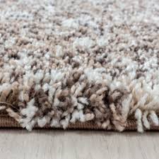 Rug or carpet that has a deep pile. Wohnzimmer Shaggy Teppich Hochwertig Langflor Hochflor Beige Creme Meliert