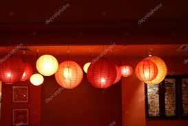 Chinese Lamp Shades At Night Stock