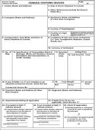Canadian Customs Invoice Template Us Customs Invoice Form Canadian