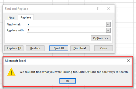how to fix when excel find is not